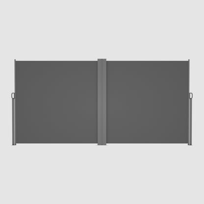 Extendible Double Side Pull Slide Awning, fully pulled into a flat surface when viewed from the front.