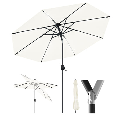 HOMEDEMO  Groß Garten Sonnenschirme mit Kurbel und LED-Licht