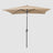 The Rectangular Patio Parasol Umbrella in khaki, seen from the front, with the umbrella fully opened to reveal the underside and the entire surface.