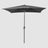 The Rectangular Patio Parasol Umbrella in black, seen from the front, with the umbrella fully opened to reveal the underside and the entire surface.