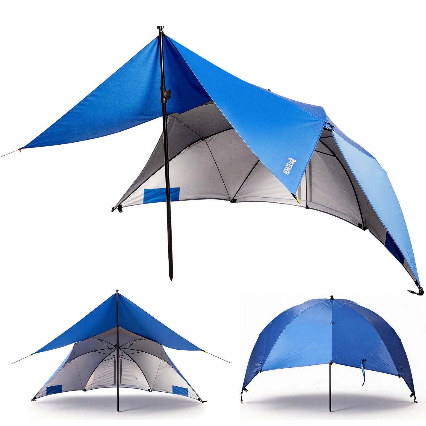 HOMEDEMO 3-in-1 Sonnenschirm & Strandzelt, Strandmuschel Pop up mit Sonnendach Ø 290cm, UV50+
