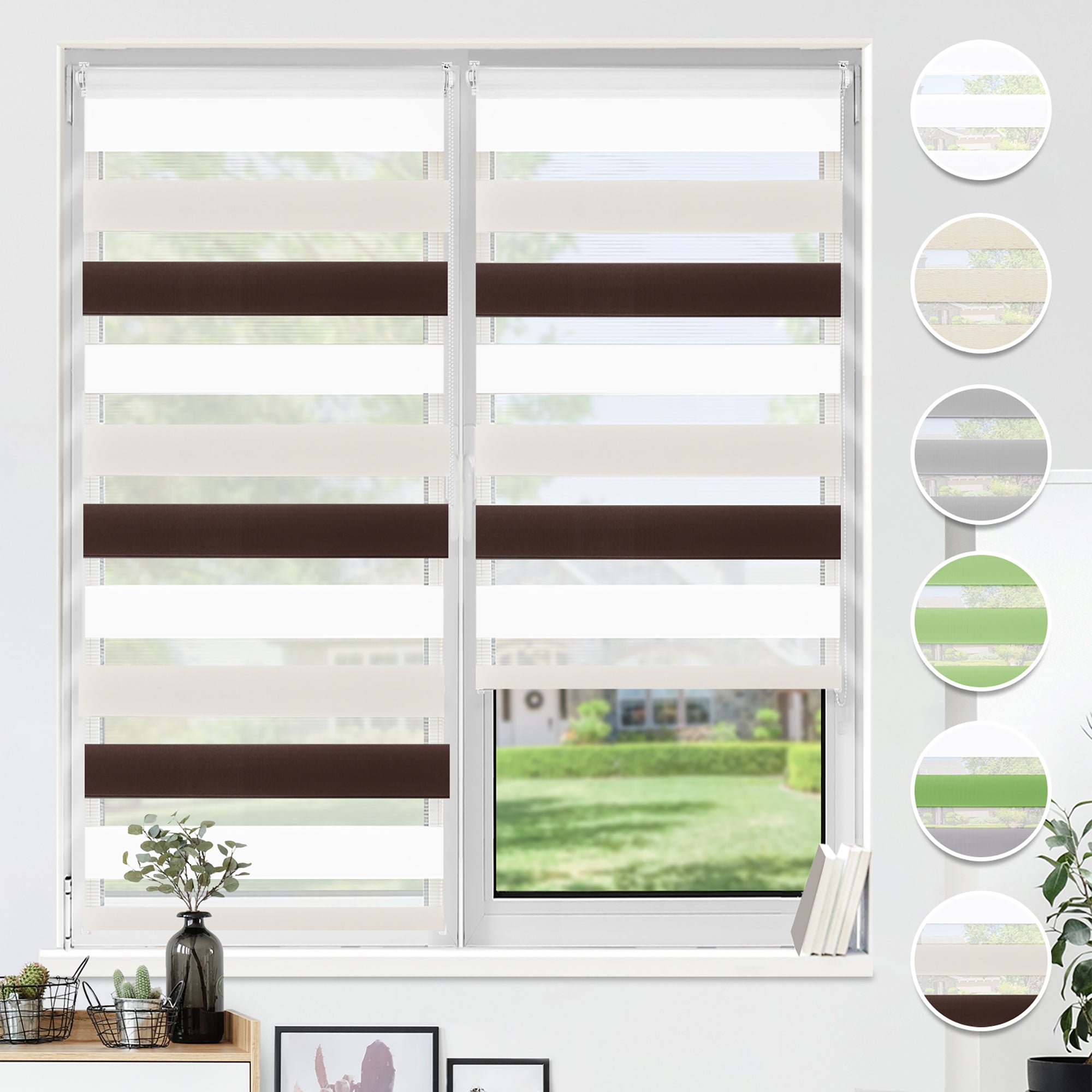 HOMEDEMO Doppelrollo Klemmfix ohne Bohren & mit Bohren, Rollos für Fenster und Tür