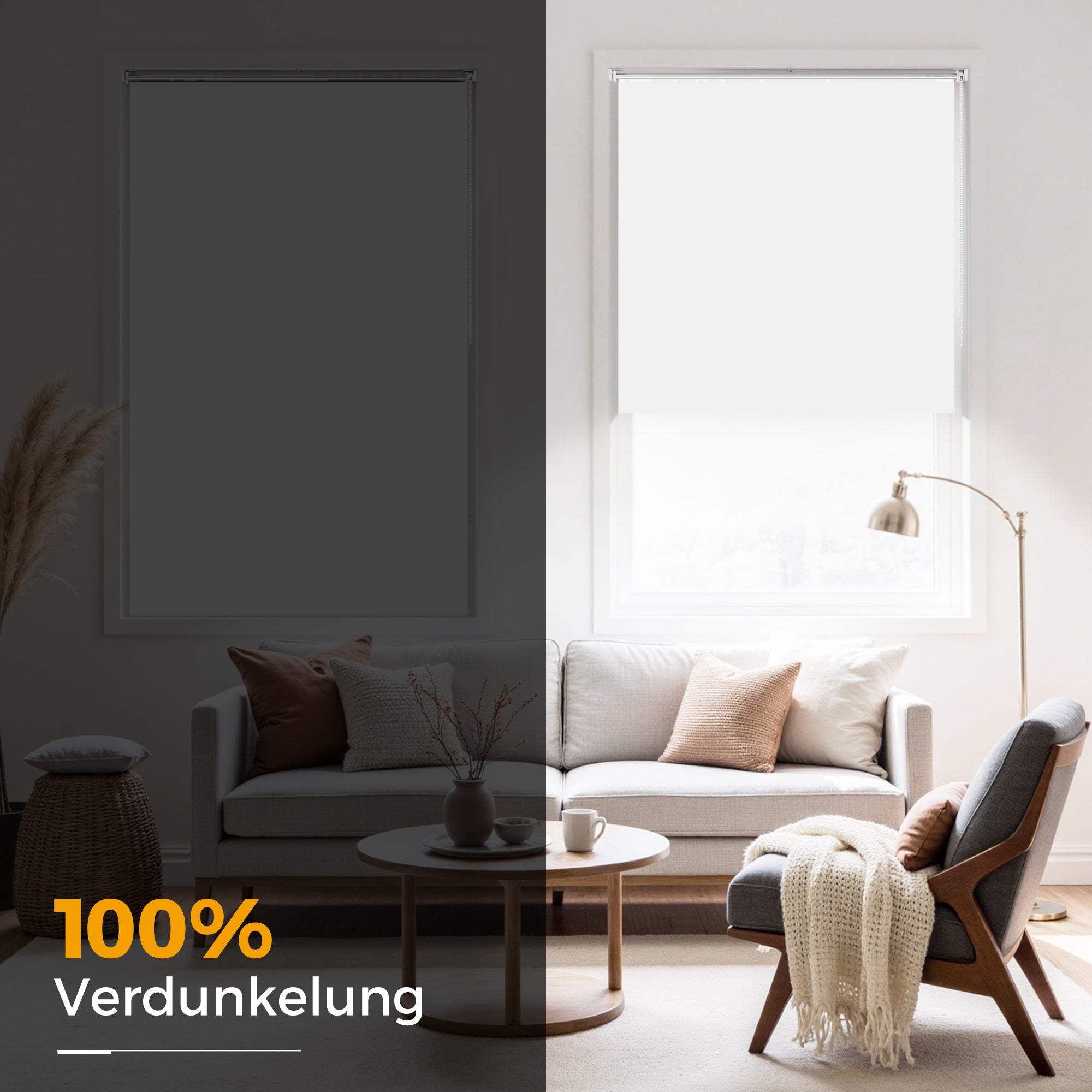 HOMEDEMO Verdunklungsrollo ohne Bohren-Weiß-Creme-Schwarz