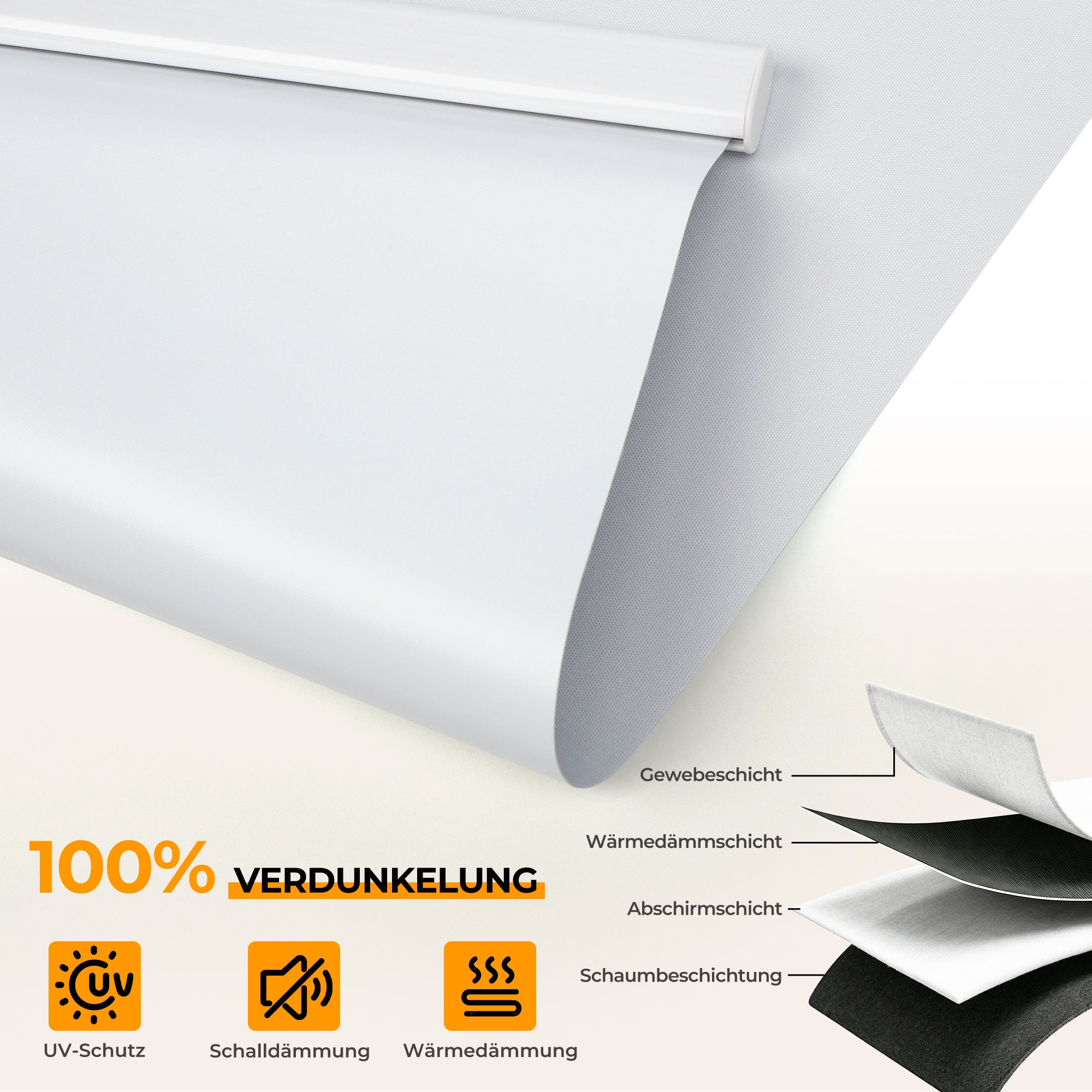 Elektrisches Rollo M100 Motorrollo silberbeschichtet vollverdunkelnd wärmedämmend Fensterrollo mit Funkmotor für Schlafzimmer Wohnzimmer Büro