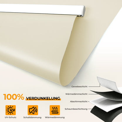 Elektrisches Rollo M100 Motorrollo silberbeschichtet vollverdunkelnd wärmedämmend Fensterrollo mit Funkmotor für Schlafzimmer Wohnzimmer Büro