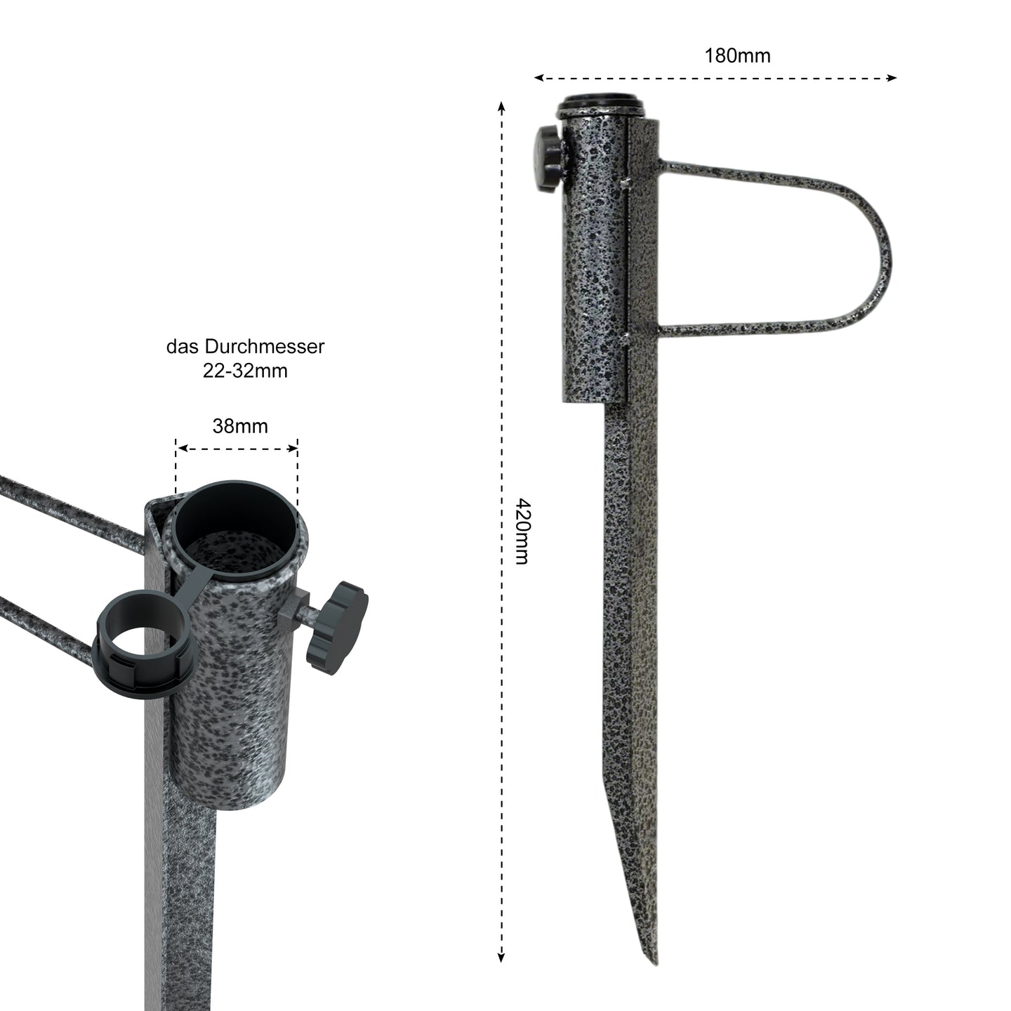 HOMEDEMO Stabiler Rasendorn für Sonnenschirme Ø22–32mm