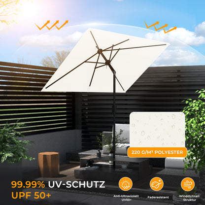 HOMEDEMO Rechteckiger Aluminium Gartenschirm