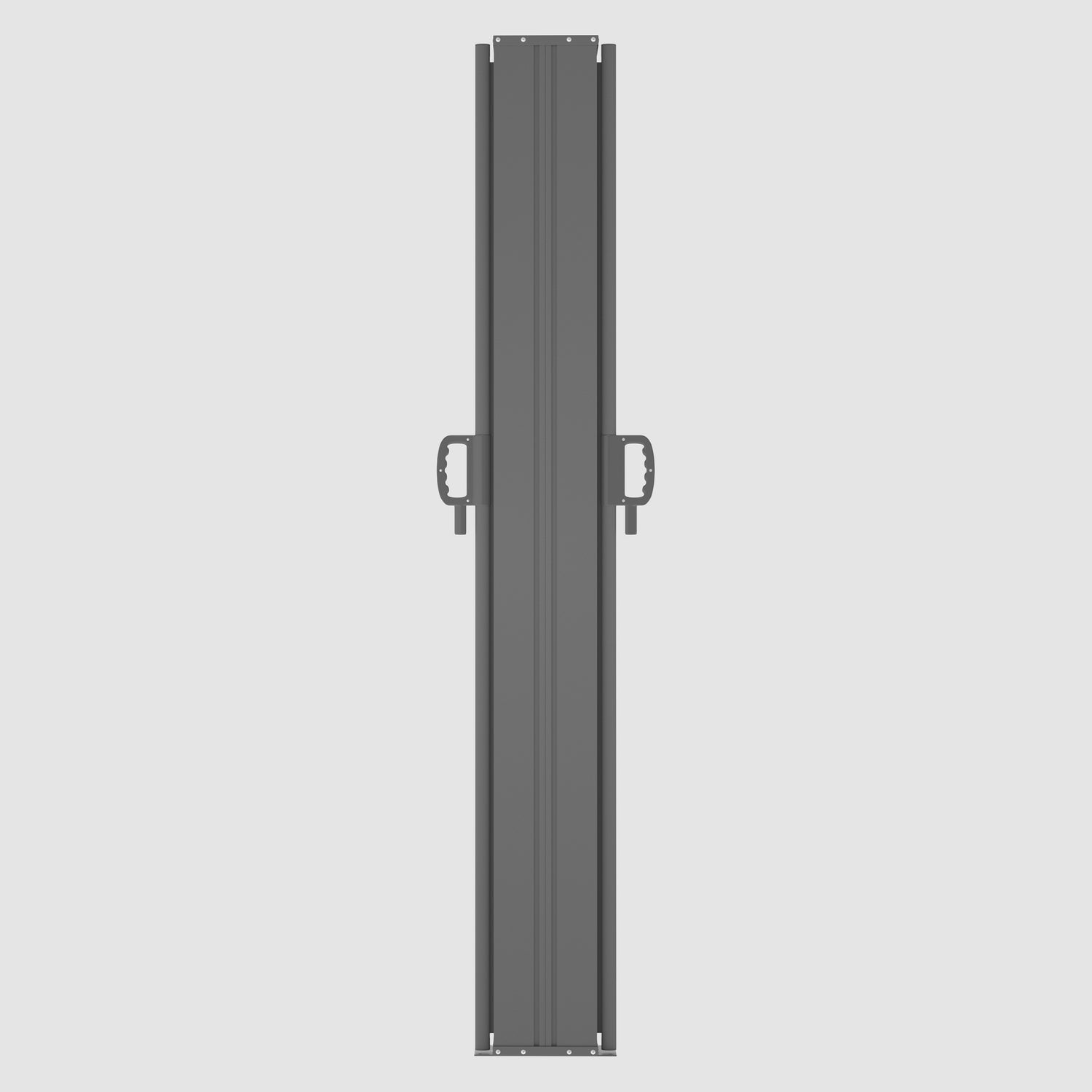 From the front, closed Dark Grey Extendible Double Side Pull Awning
