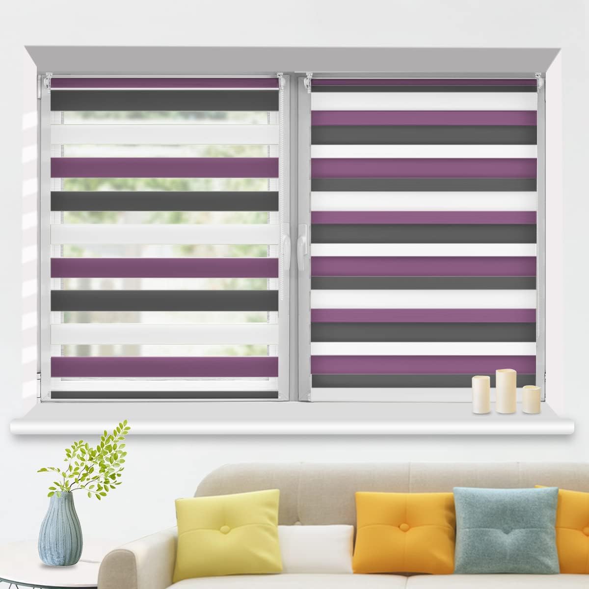 HOMEDEMO Doppelrollo Klemmfix ohne Bohren & mit Bohren, Rollos für Fenster und Tür