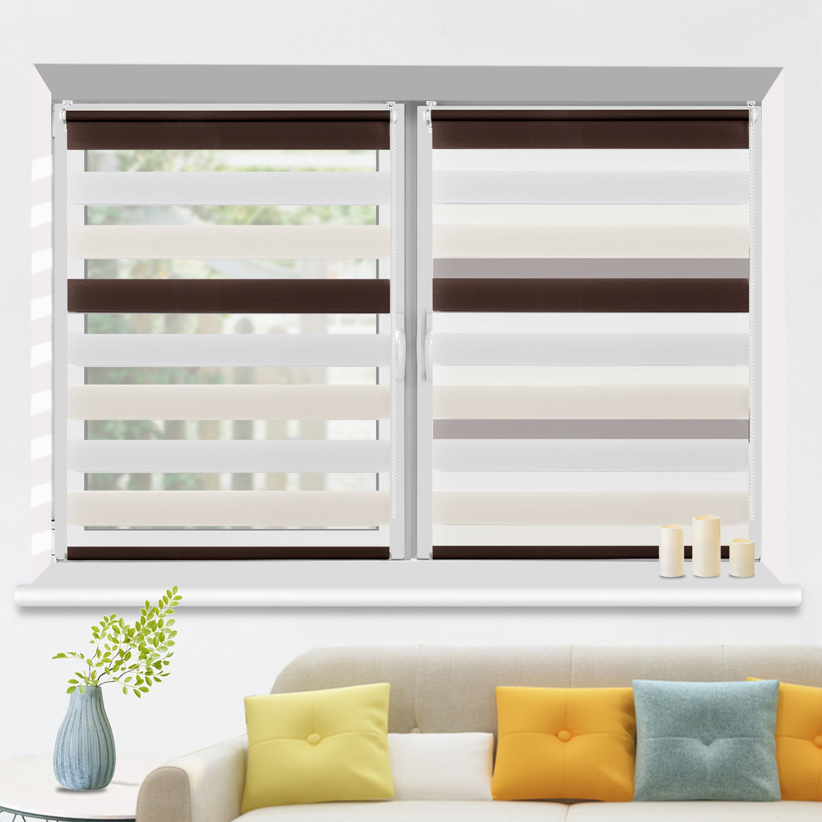 HOMEDEMO Doppelrollo Klemmfix ohne Bohren & mit Bohren, Rollos für Fenster und Tür