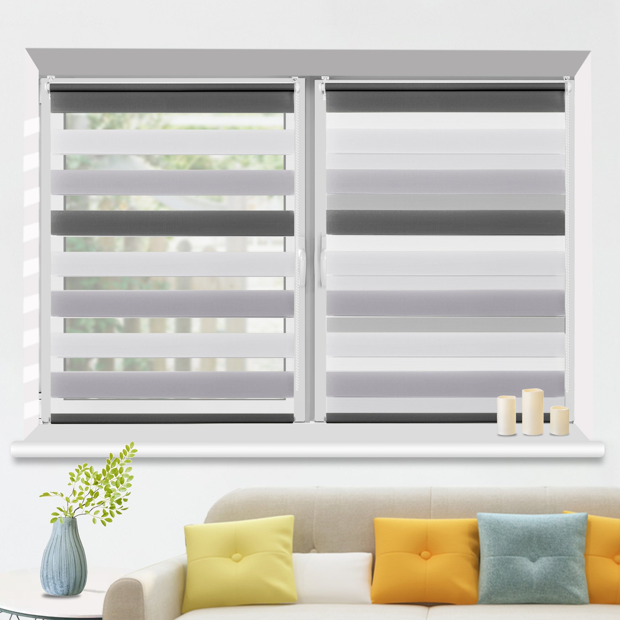 HOMEDEMO Doppelrollo Klemmfix ohne Bohren & mit Bohren, Rollos für Fenster und Tür