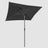 The Rectangular Patio Parasol Umbrella in black, seen from below, with the umbrella fully opened to reveal the entire underside of the umbrella and its skeleton.