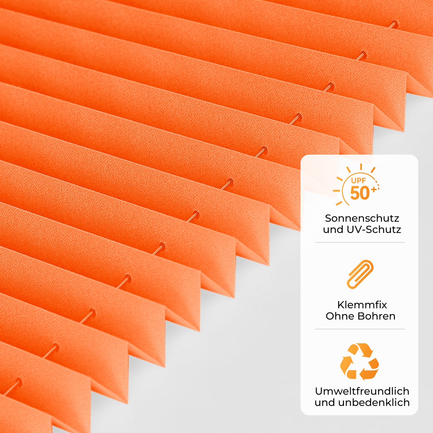 HOMEDEMO Plissee Klemmfix ohne Bohren Jalousien Orange, Plisseerollo mit Klemmträger, lichtdurchlässig Faltrollo mit Sicht- und Sonnenschutz, blickdichte Jalousie für Fenster &amp; Tür