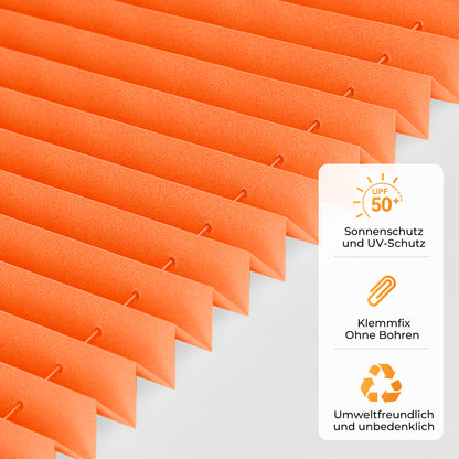 HOMEDEMO Plissee Klemmfix ohne Bohren Jalousien Orange, Plisseerollo mit Klemmträger, lichtdurchlässig Faltrollo mit Sicht- und Sonnenschutz, blickdichte Jalousie für Fenster &amp; Tür