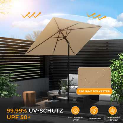HOMEDEMO Rechteckiger Aluminium Gartenschirm