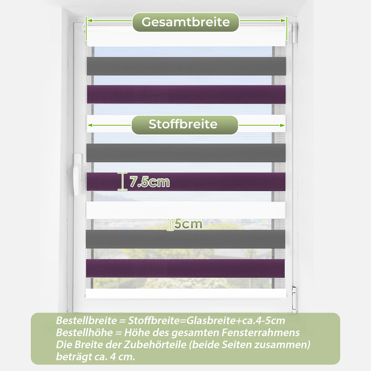 HOMEDEMO Doppelrollo Klemmfix ohne Bohren & mit Bohren, Rollos für Fenster und Tür