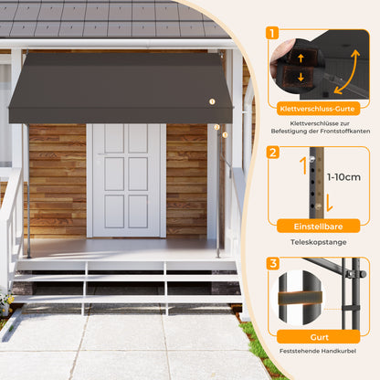 HOMEDEMO Klemmmarkise mit einstellbarer Handkurbel