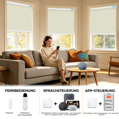 Elektrisches Rollo M100 Motorrollo silberbeschichtet vollverdunkelnd wärmedämmend Fensterrollo mit Funkmotor für Schlafzimmer Wohnzimmer Büro