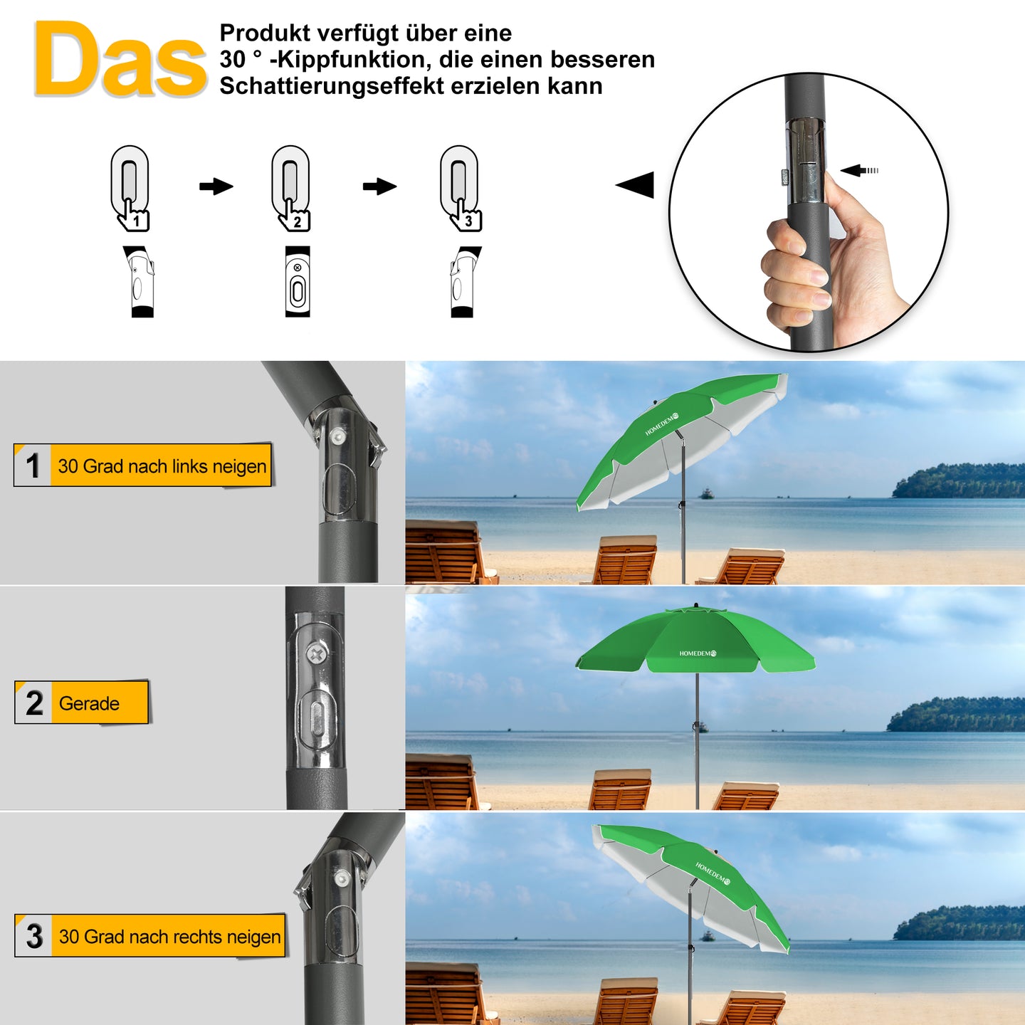 HOMEDEMO Strandschirm für draußen sonnenschirm