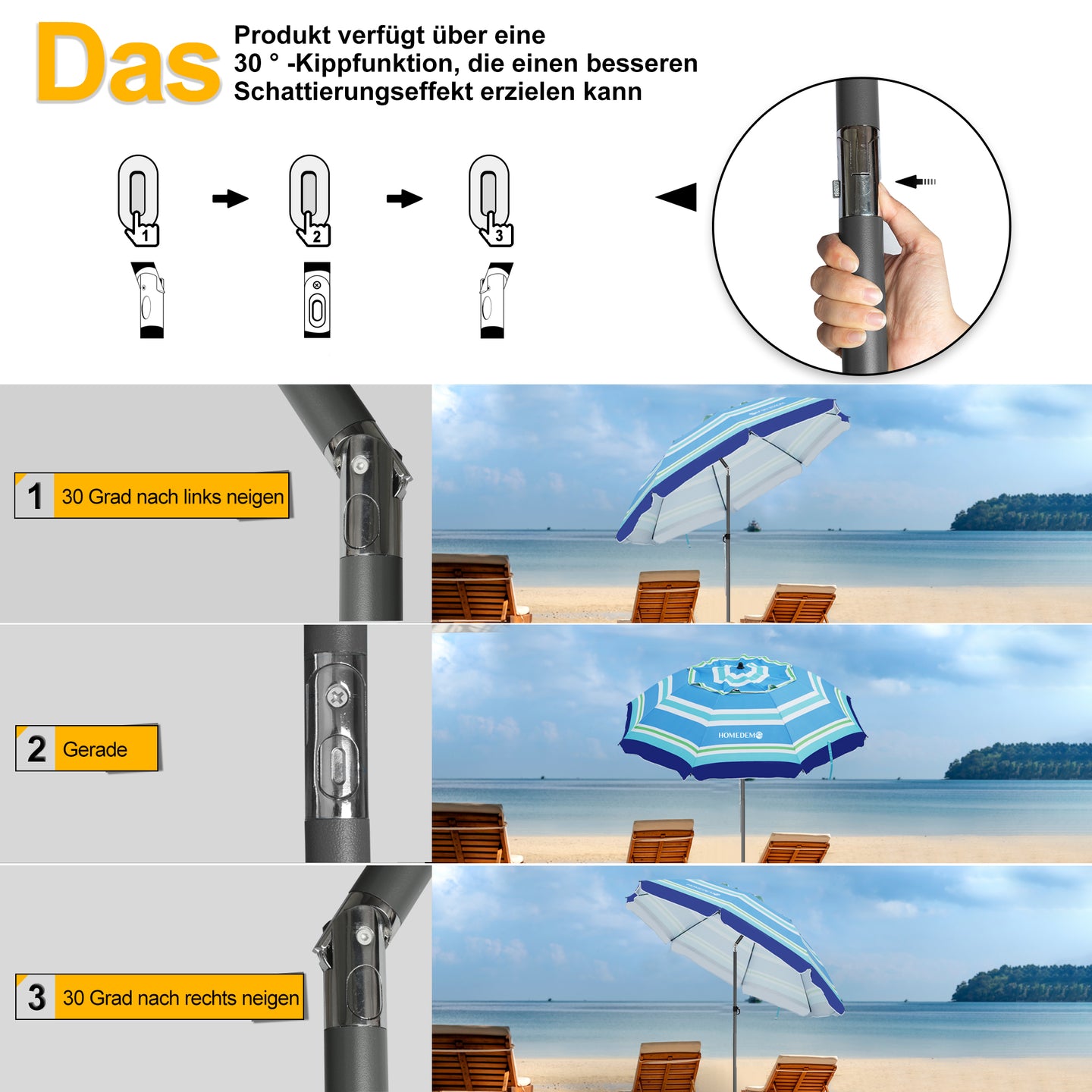 HOMEDEMO Strandschirm für draußen sonnenschirm