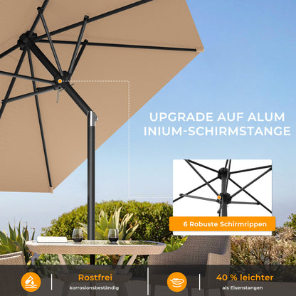 HOMEDEMO Rechteckiger Aluminium Gartenschirm