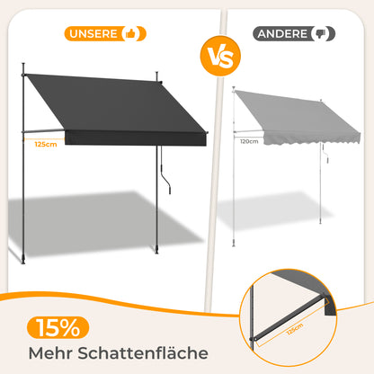 HOMEDEMO Klemmmarkise mit einstellbarer Handkurbel