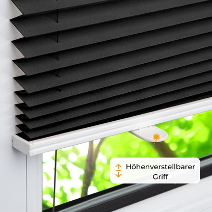 HOMEDEMO Plissee Klemmfix ohne Bohren Jalousien Schwarz, Plisseerollo mit Klemmträger, lichtdurchlässig Faltrollo mit Sicht- und Sonnenschutz, blickdichte Jalousie für Fenster &amp; Tür