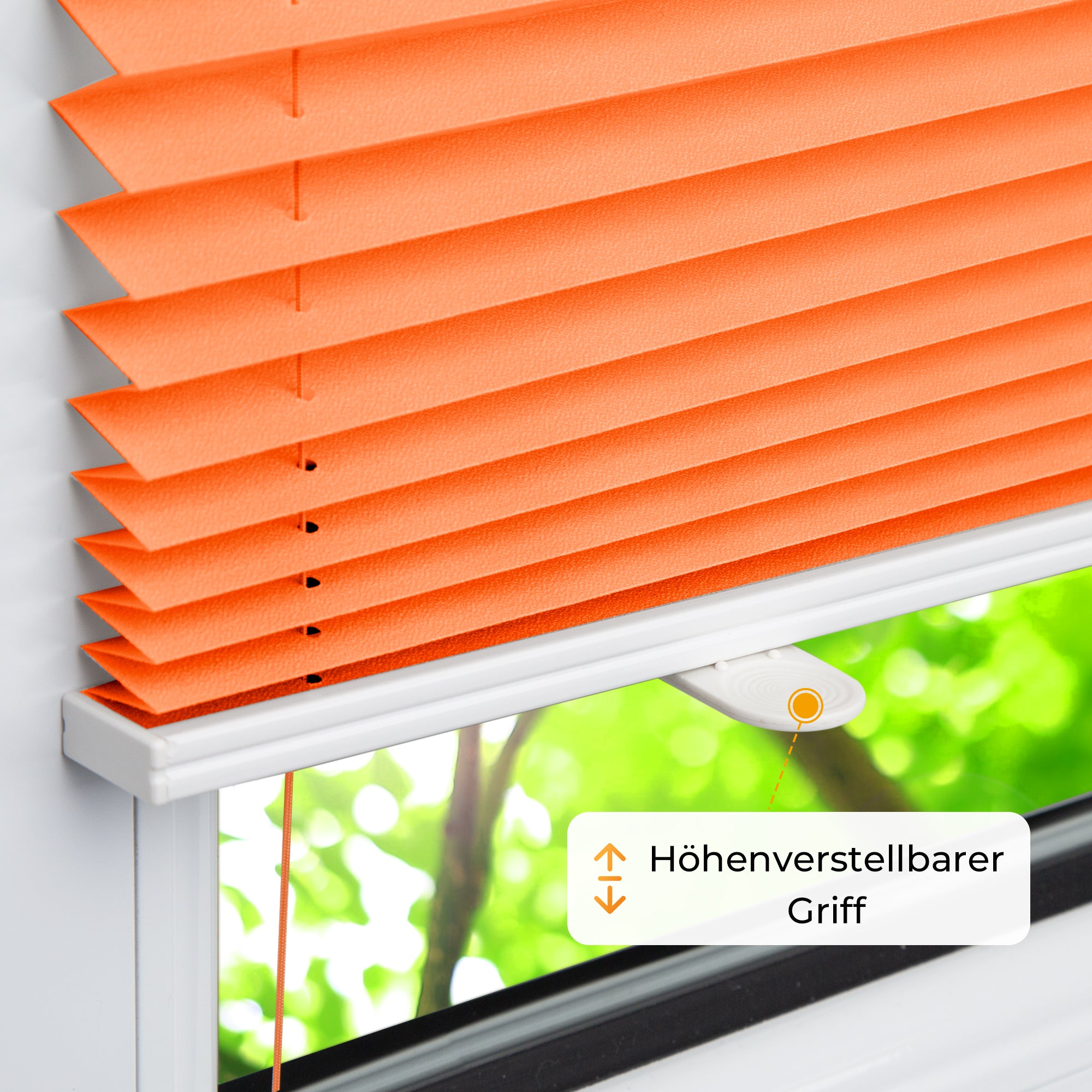 HOMEDEMO Plissee Klemmfix ohne Bohren Jalousien Orange, Plisseerollo mit Klemmträger, lichtdurchlässig Faltrollo mit Sicht- und Sonnenschutz, blickdichte Jalousie für Fenster &amp; Tür