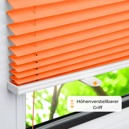 HOMEDEMO Plissee Klemmfix ohne Bohren Jalousien Orange, Plisseerollo mit Klemmträger, lichtdurchlässig Faltrollo mit Sicht- und Sonnenschutz, blickdichte Jalousie für Fenster &amp; Tür