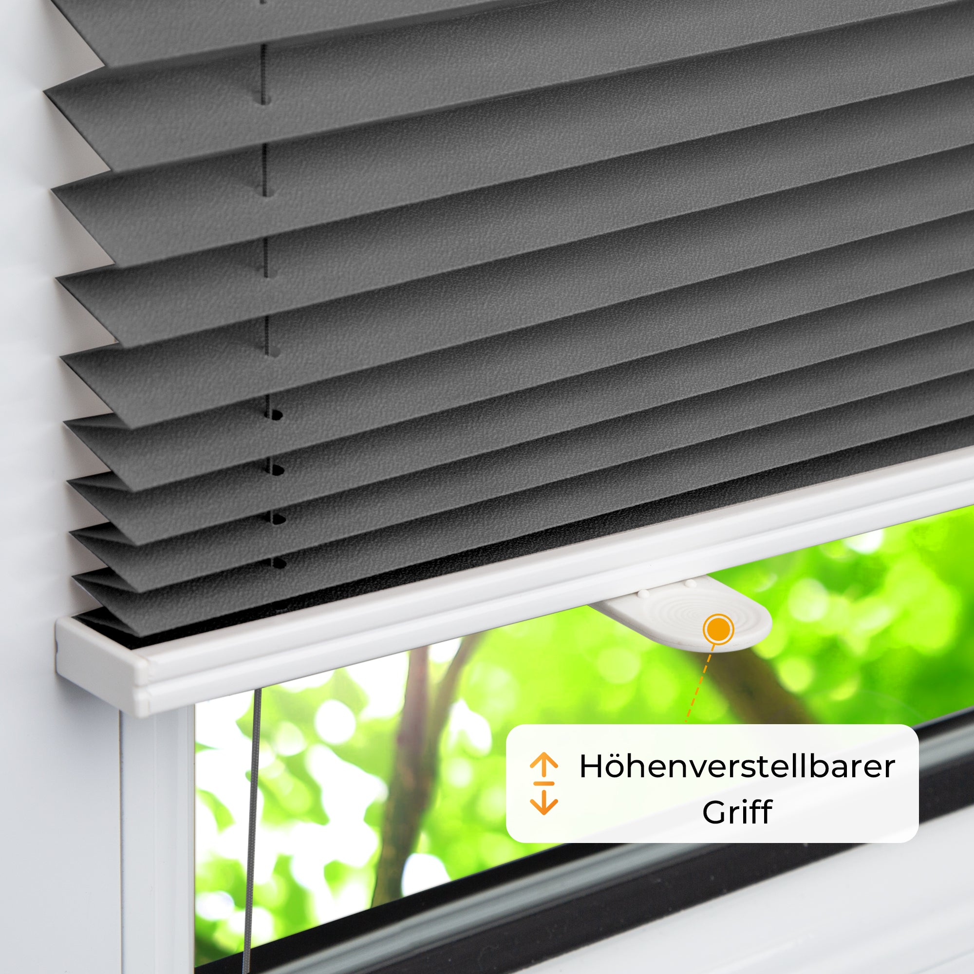 HOMEDEMO Plissee Klemmfix ohne Bohren Jalousien Anthrazit, Plisseerollo mit Klemmträger, lichtdurchlässig Faltrollo mit Sicht- und Sonnenschutz, blickdichte Jalousie für Fenster &amp; Tür