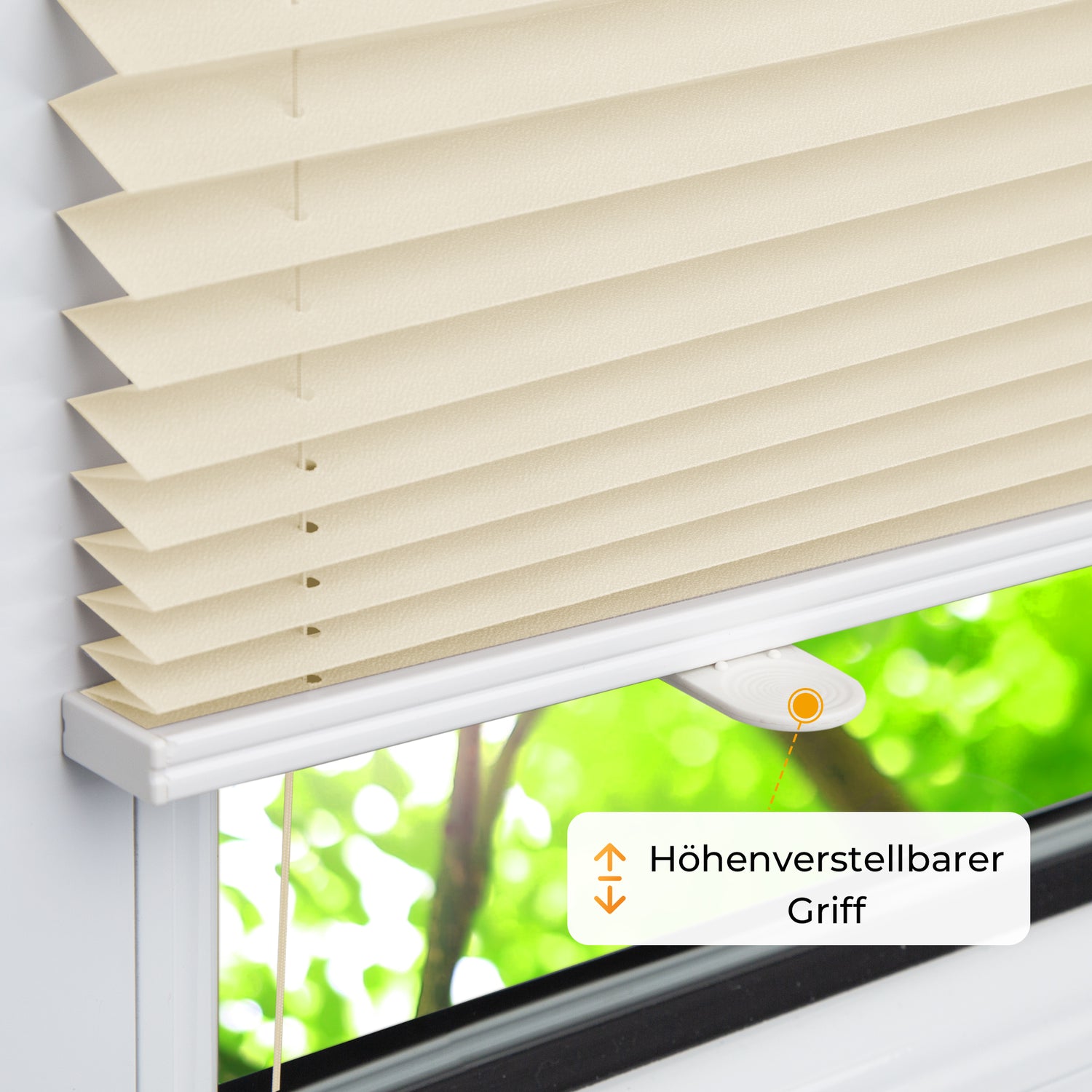 HOMEDEMO Plissee Klemmfix ohne Bohren Jalousien Creme, Plisseerollo mit Klemmträger, lichtdurchlässig Faltrollo mit Sicht- und Sonnenschutz, blickdichte Jalousie für Fenster &amp; Tür