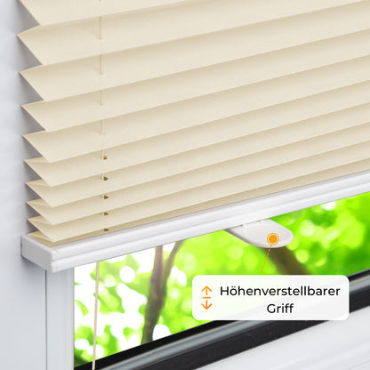 HOMEDEMO Plissee Klemmfix ohne Bohren Jalousien Creme, Plisseerollo mit Klemmträger, lichtdurchlässig Faltrollo mit Sicht- und Sonnenschutz, blickdichte Jalousie für Fenster &amp; Tür