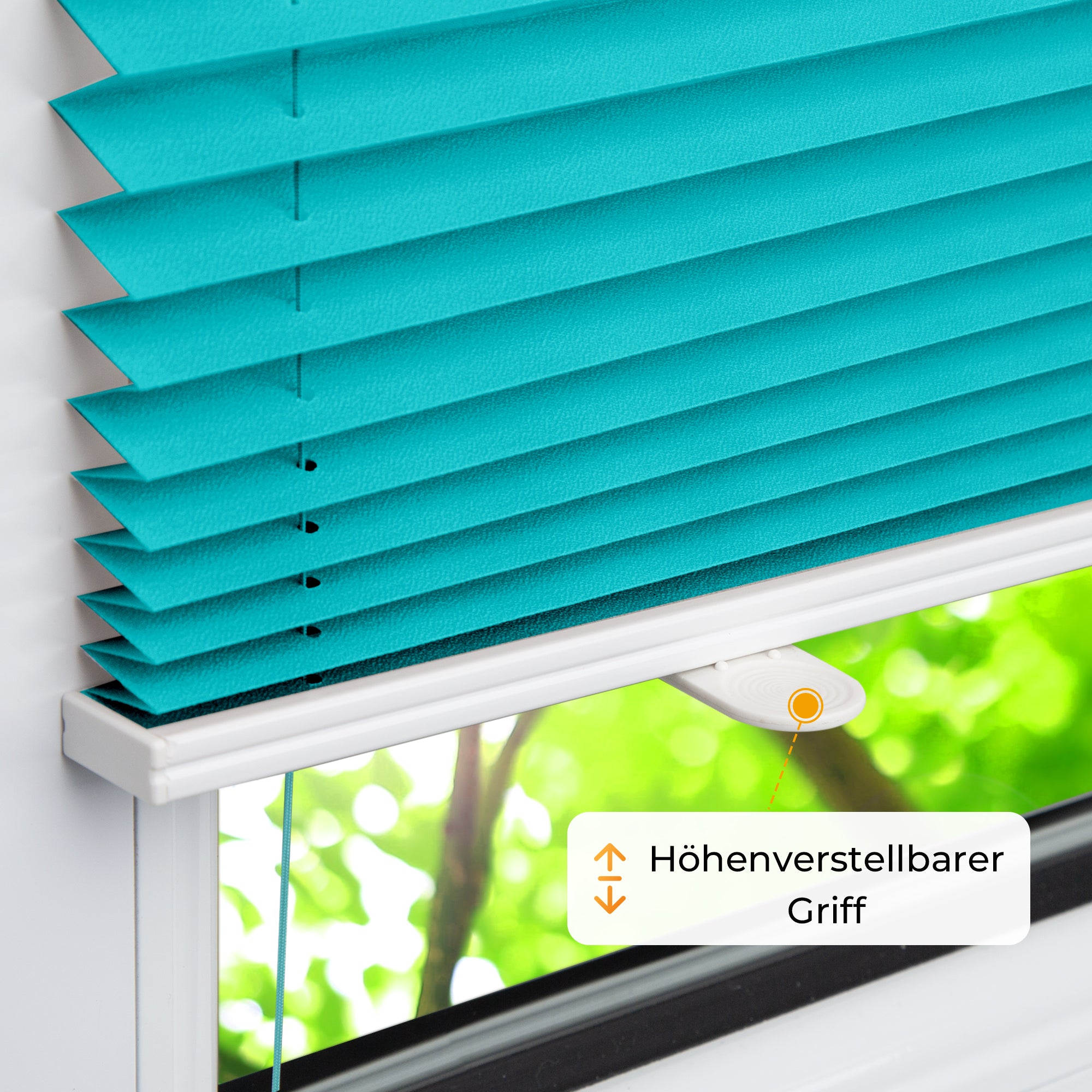 HOMEDEMO Plissee Klemmfix ohne Bohren Jalousien Türkis, Plisseerollo mit Klemmträger, lichtdurchlässig Faltrollo mit Sicht- und Sonnenschutz, blickdichte Jalousie für Fenster &amp; Tür