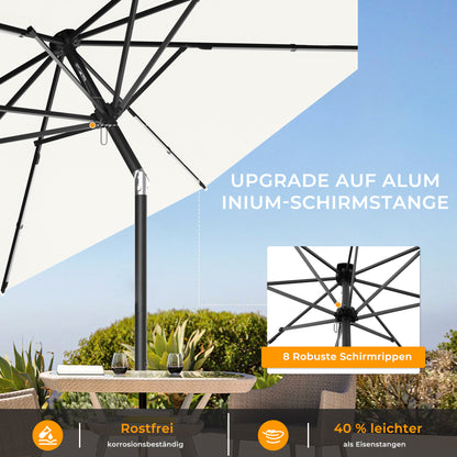 HOMEDEMO  Groß Garten Sonnenschirme mit Kurbel und LED-Licht