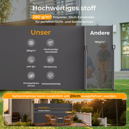 HOMEDEMO Alu-Seitenmarkise ausziehbar
