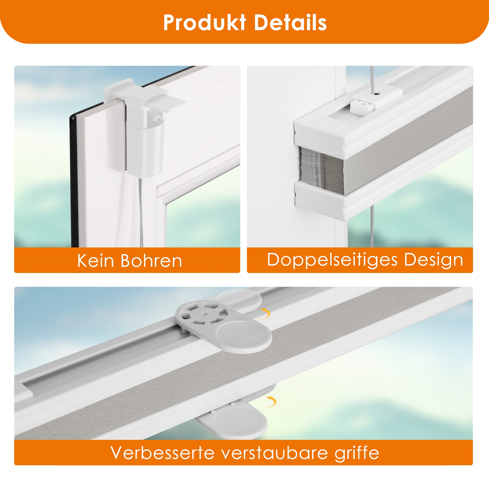 HOMEDEMO Wabenplissee Plissee ohne Bohren Klemmfix Verdunklung Thermo Zweifarbig
