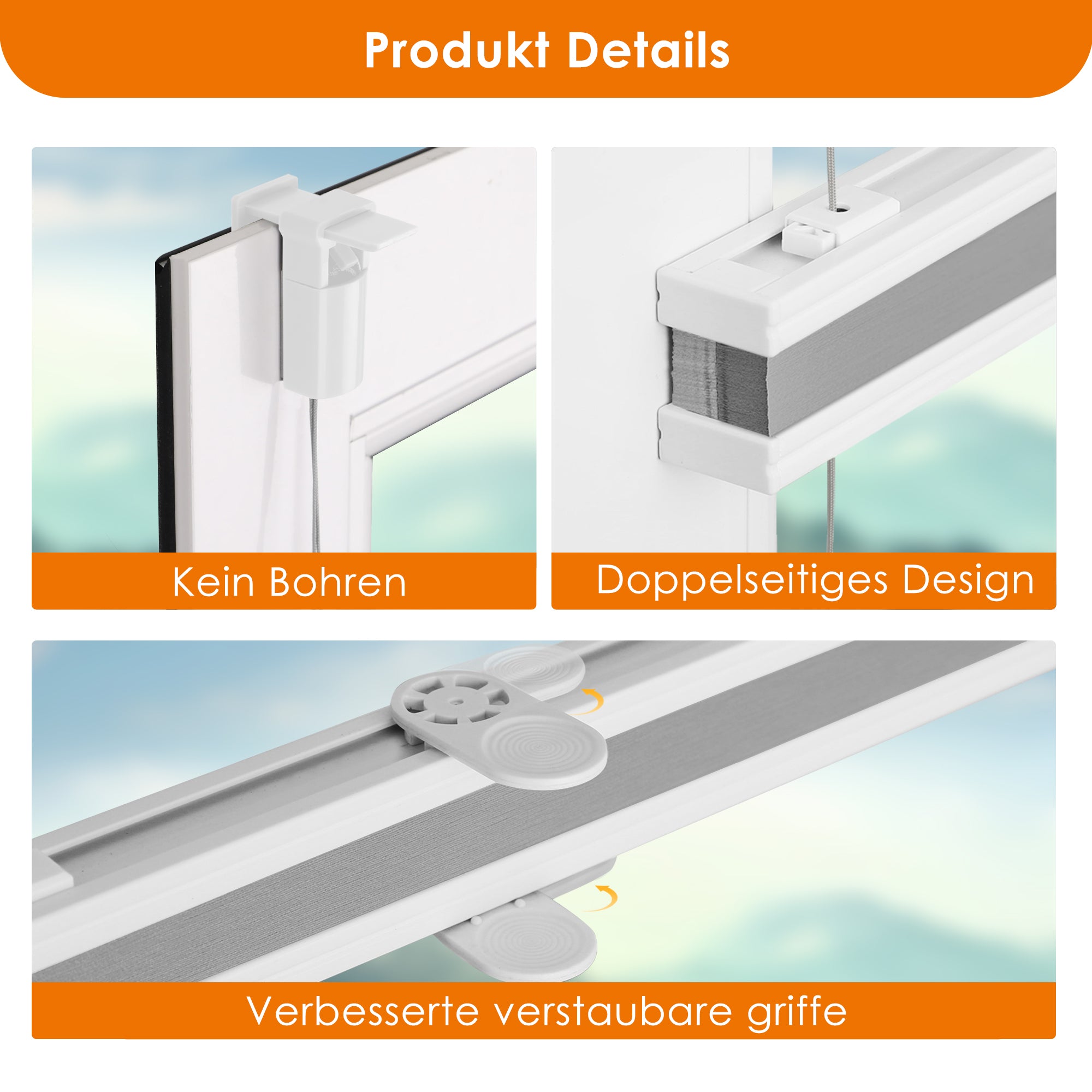 HOMEDEMO Wabenplissee Plissee ohne Bohren Klemmfix Verdunklung Thermo Zweifarbig