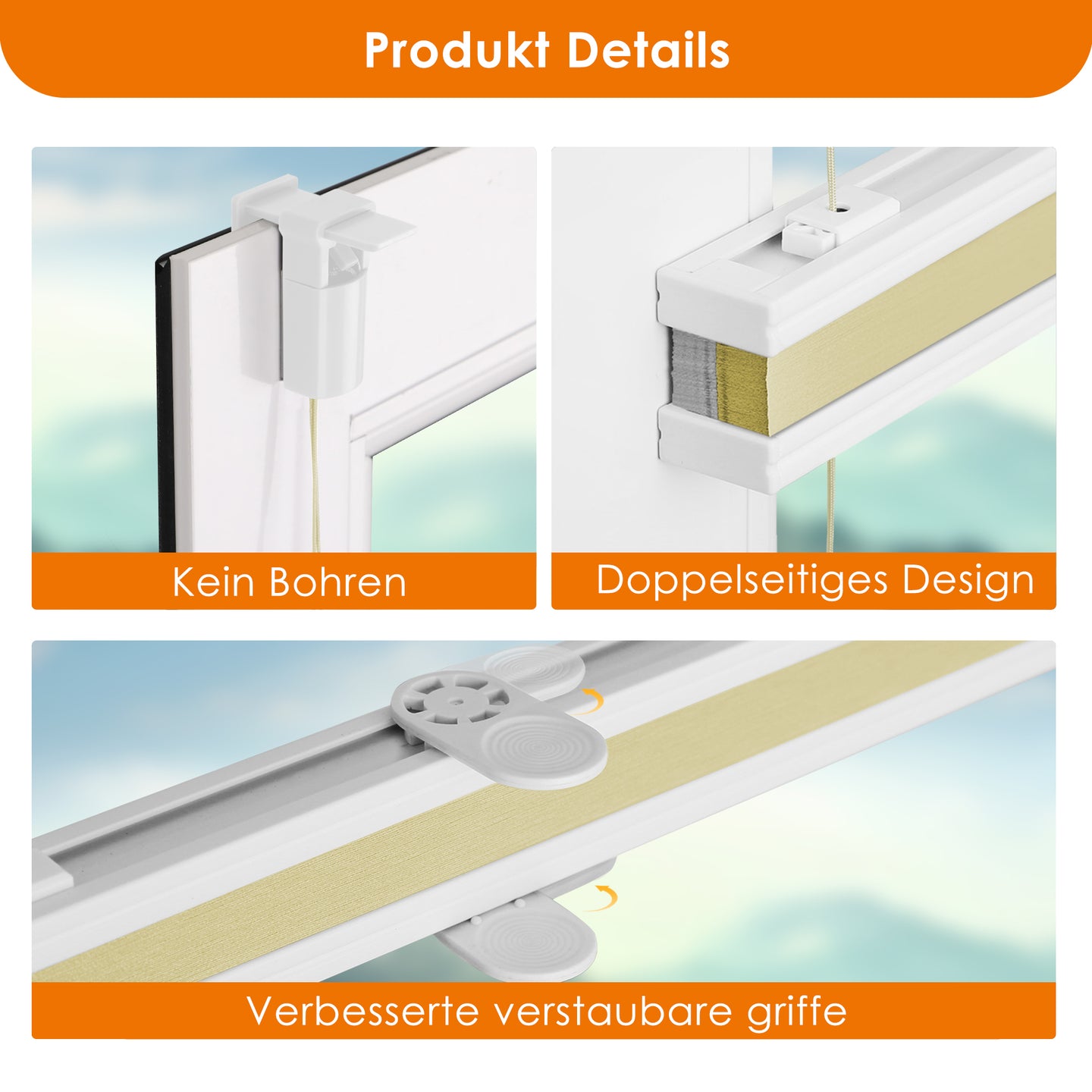 HOMEDEMO Wabenplissee Plissee ohne Bohren Klemmfix Verdunklung Thermo Zweifarbig