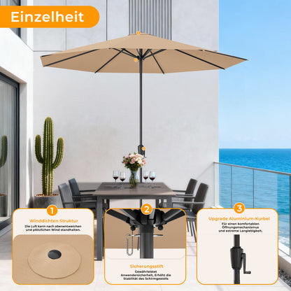 HOMEDEMOAluminium Gartenschirm mit Kurbel