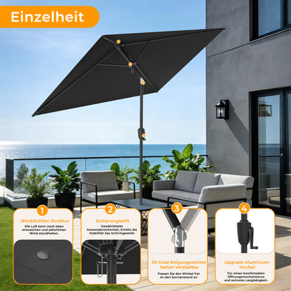 HOMEDEMO Rechteckig Sonnenschirm Groß Stabil Marktschirm