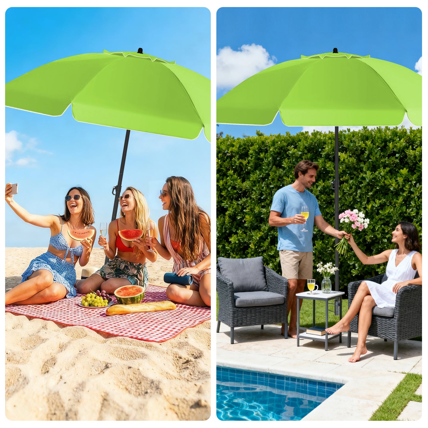 HOMEDEMO Sonnenschirm Strandschirm mit Bodenhülse, Gartenschirm Marktschirm