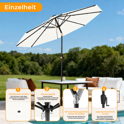 HOMEDEMO  Groß Garten Sonnenschirme mit Kurbel und LED-Licht