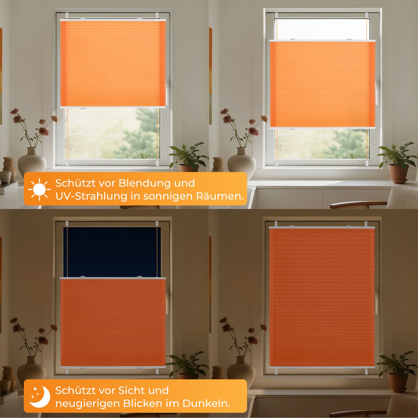 Plissee ohne Bohren-Orange