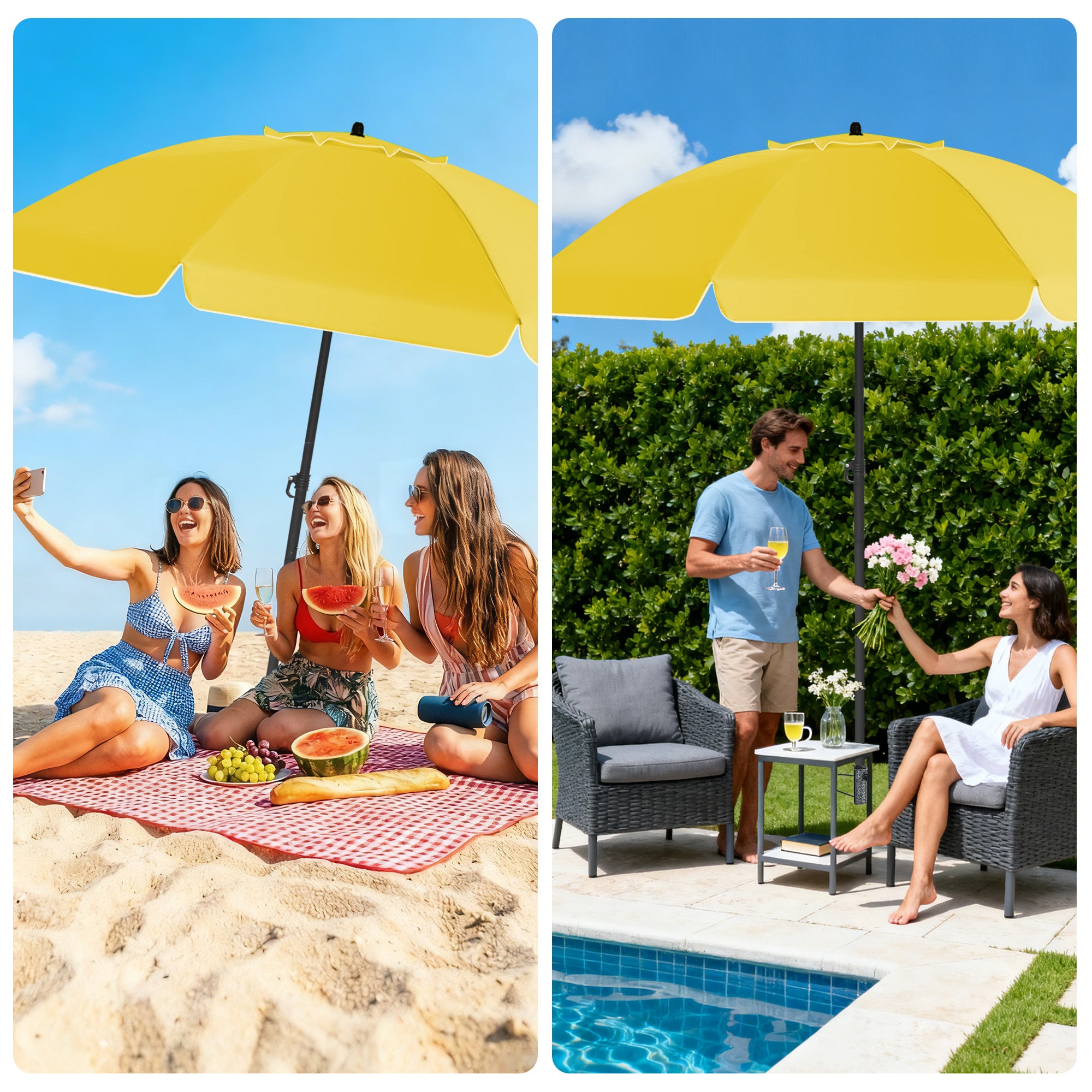 HOMEDEMO Sonnenschirm Strandschirm mit Bodenhülse, Gartenschirm Marktschirm