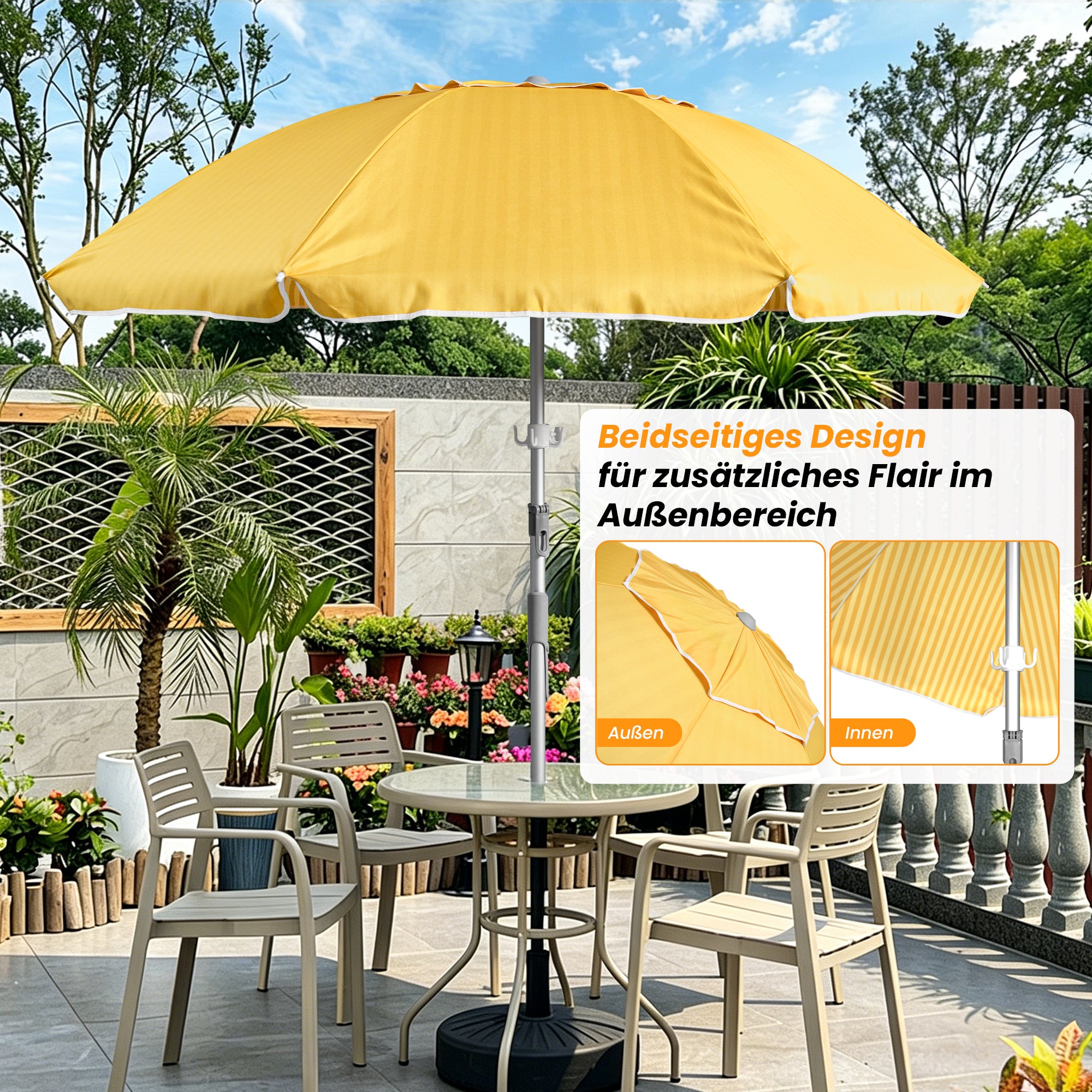 Alu-Sonnenschirm Doppelseitig,Gartenschirm Marktschirm