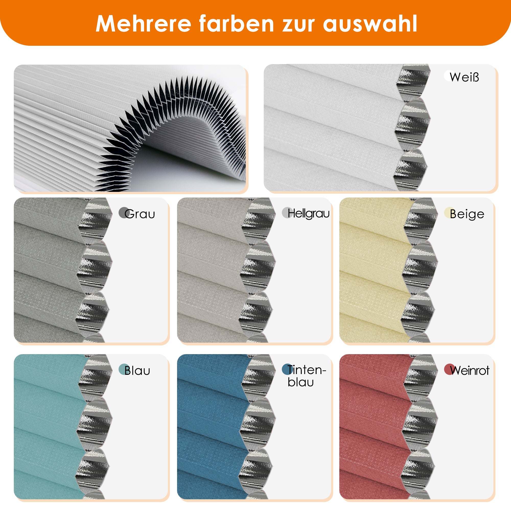 HOMEDEMO Wabenplissee Plissee ohne Bohren Klemmfix Verdunklung Thermo Zweifarbig