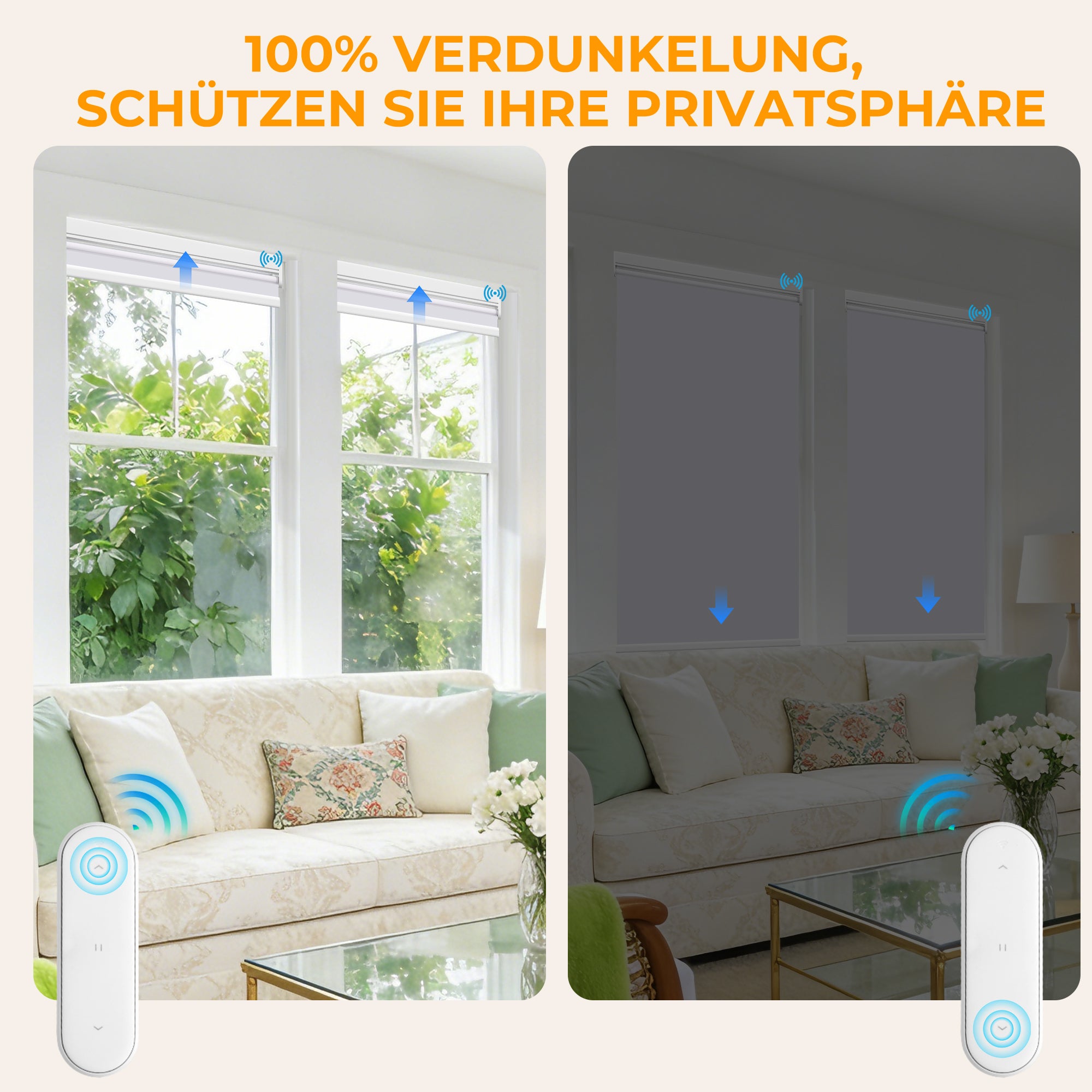 Elektrisches Rollo M100 Motorrollo silberbeschichtet vollverdunkelnd wärmedämmend Fensterrollo mit Funkmotor für Schlafzimmer Wohnzimmer Büro