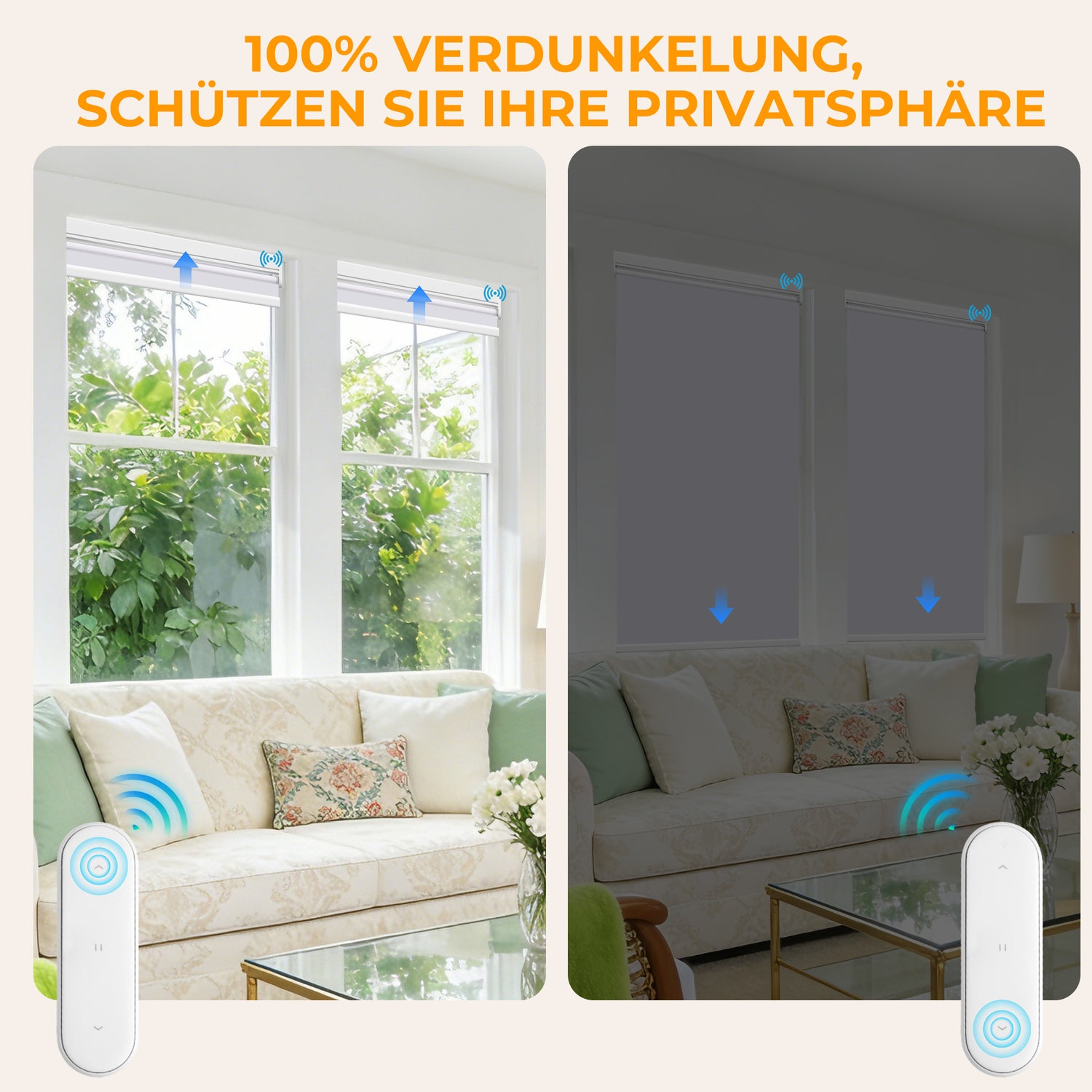 Elektrisches Rollo M100 Motorrollo silberbeschichtet vollverdunkelnd wärmedämmend Fensterrollo mit Funkmotor für Schlafzimmer Wohnzimmer Büro