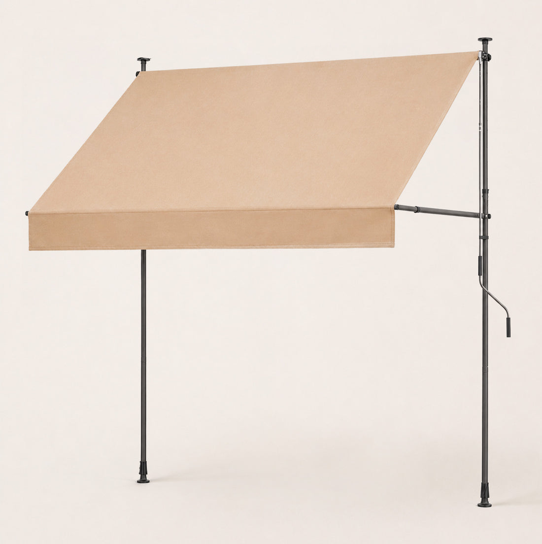 HOMEDEMO Klemmmarkise mit einstellbarer Handkurbel, bohrfreie Balkonmarkise, höhenverstellbarer UV-beständiger Sonnenschutz für Terrasse, Balkon und Garten