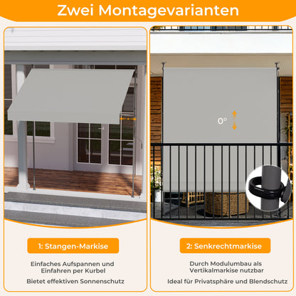 HOMEDEMO Klemmmarkise mit einstellbarer Handkurbel